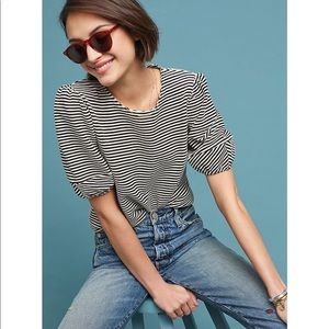 Anthropologie Black White Striped Top
